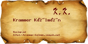 Krammer Kálmán névjegykártya